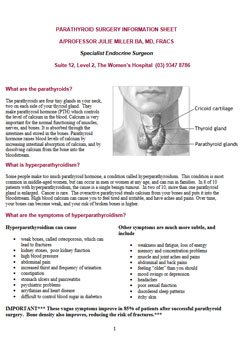 Parathyroid Surgery Information Sheet
